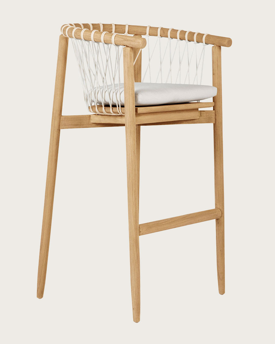 Tali - Bar chair in solid teak and white rope