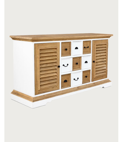 Inda - Large bathroom vanity in solid white and natural wood