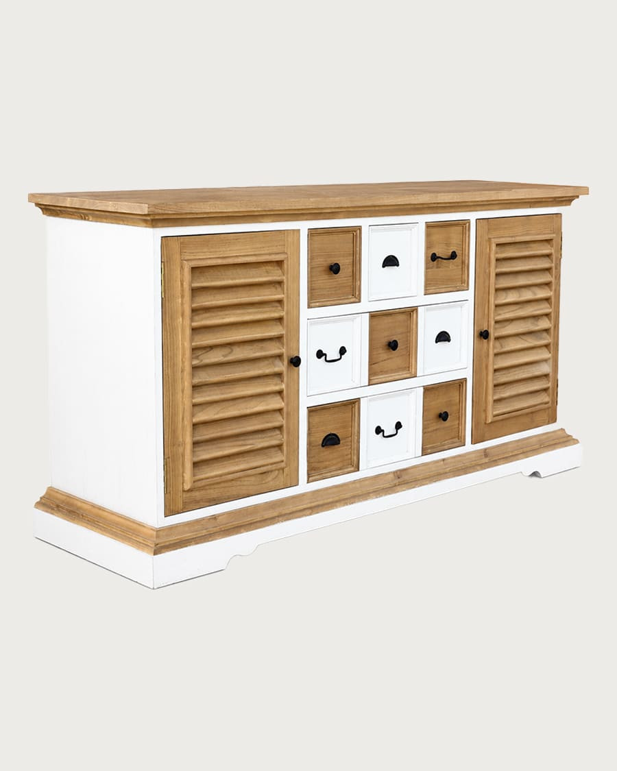 Inda - Large bathroom vanity in solid white and natural wood