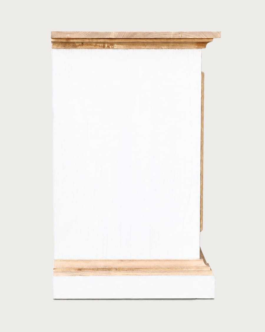 Inda - Grand meuble de salle de bain en bois massif blanc et naturel