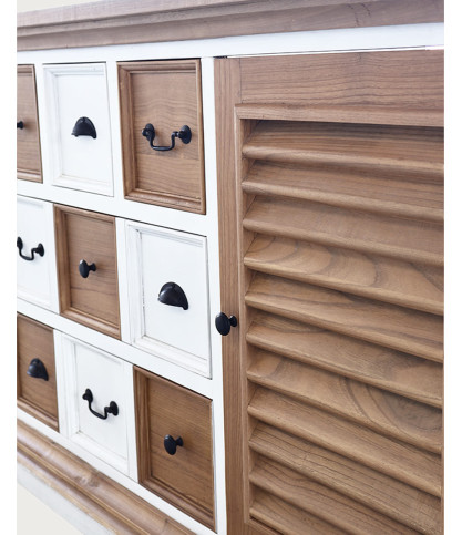 Inda - Mueble de baño grande en madera maciza blanca y natural.