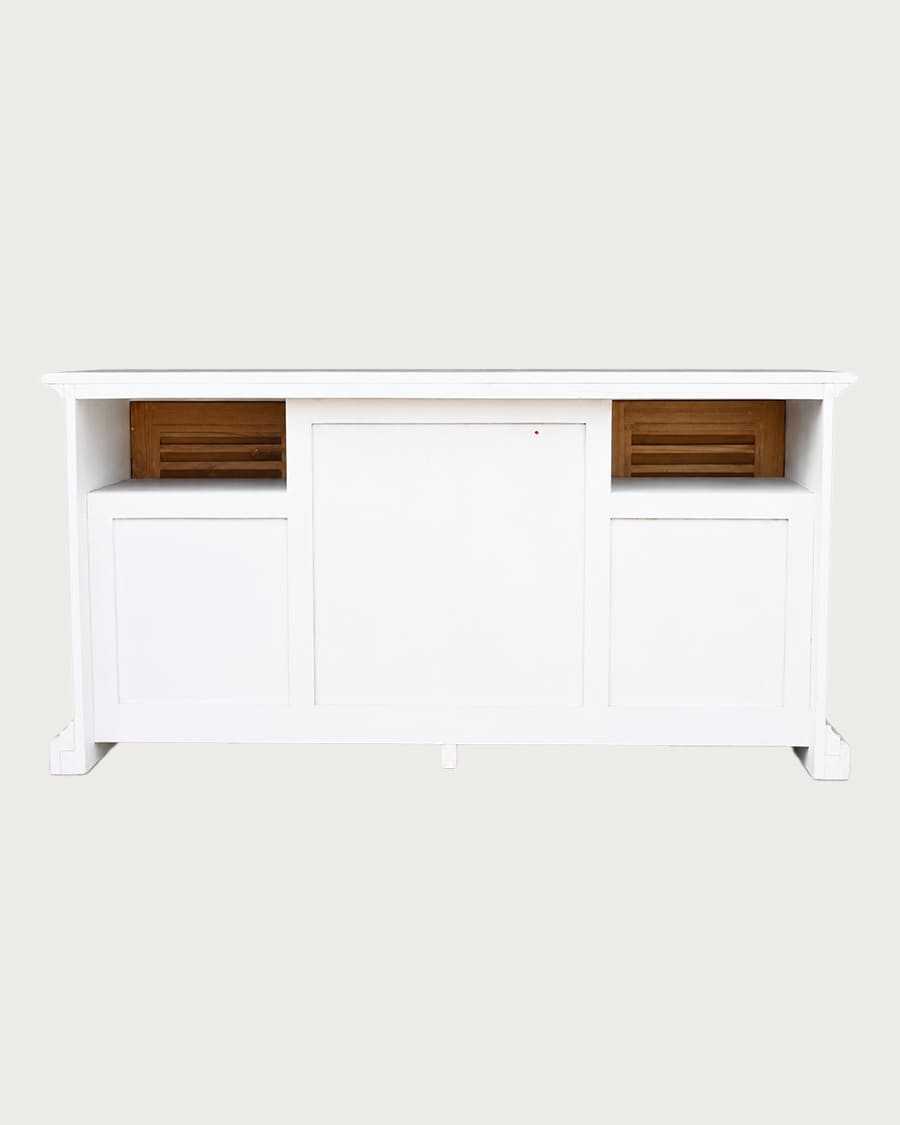Inda - Grand meuble de salle de bain en bois massif blanc et naturel