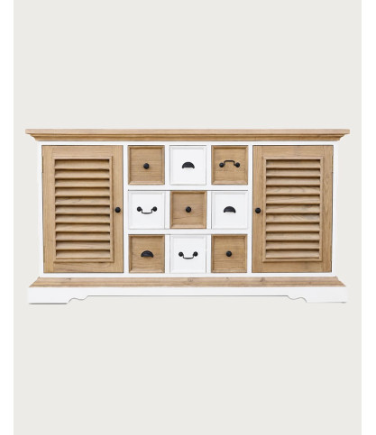 Inda - Mobile bagno di grandi dimensioni in legno massello bianco e legno naturale.