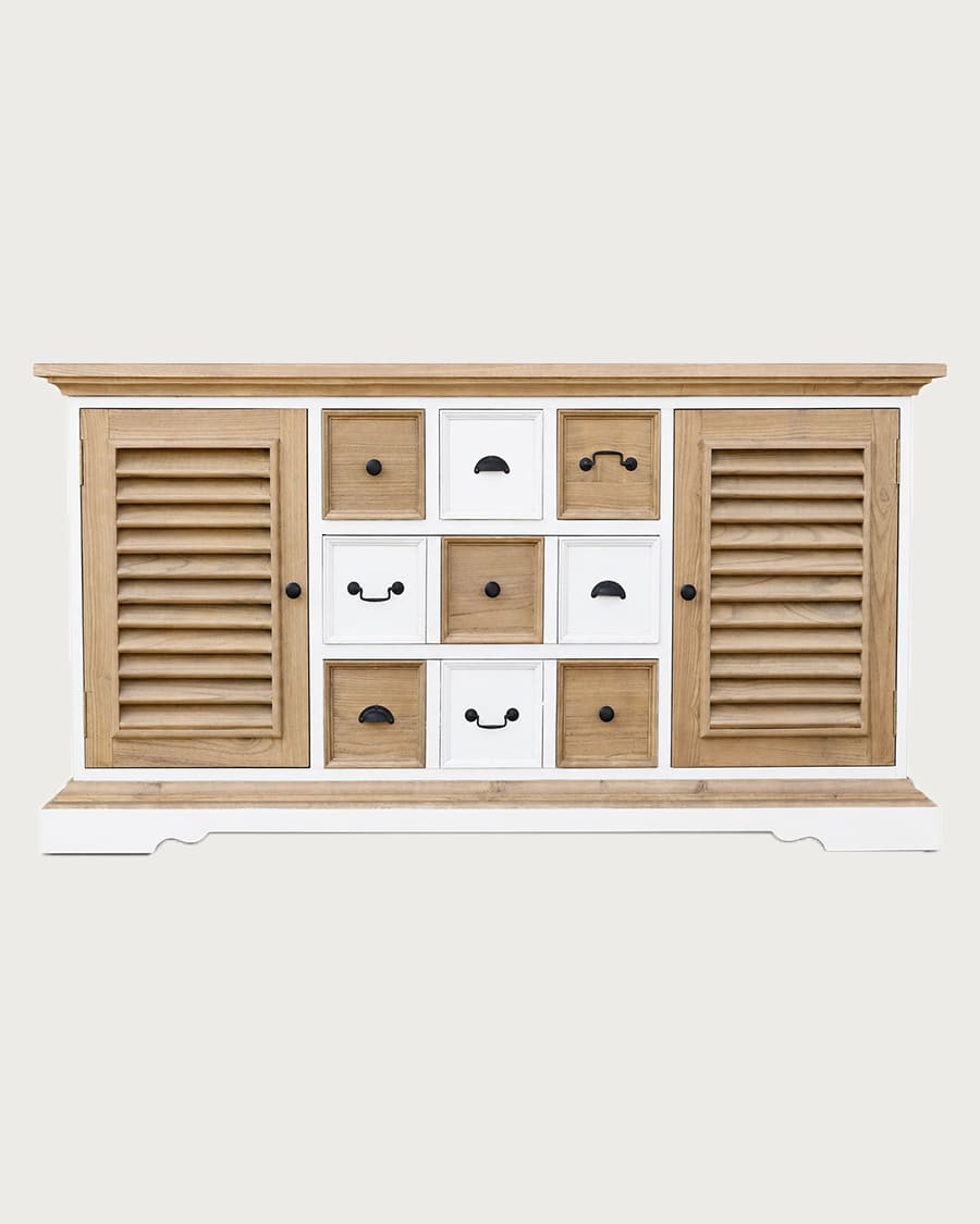 Inda - Large bathroom vanity in solid white and natural wood