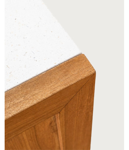 Sahara - Badkamermeubel van teakhout en beige terrazzo, 145 cm