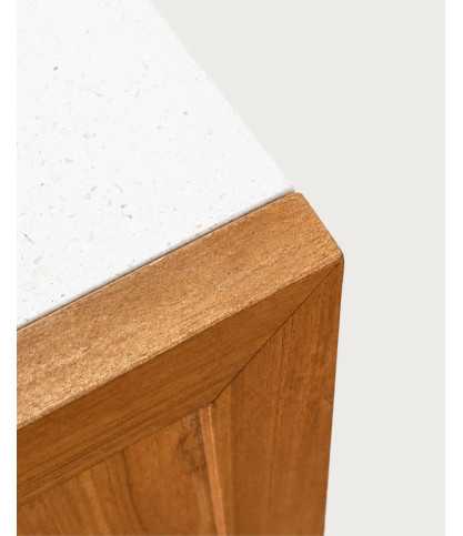 Sahara - Bathroom vanity unit in teak and beige terrazzo, 145 cm