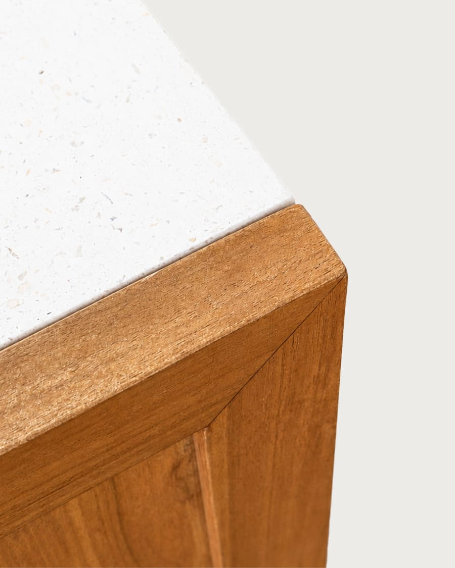 Sahara - Badkamermeubel van teakhout en beige terrazzo, 145 cm