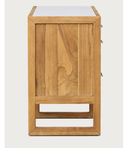 Sahara - Bathroom vanity unit in teak and beige terrazzo, 160 cm