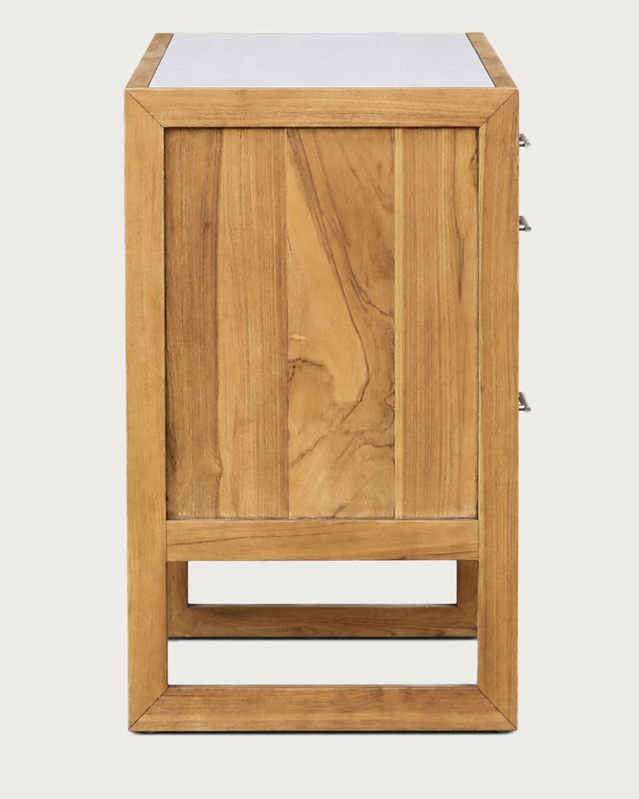 Sahara - Badkamermeubel van teakhout en beige terrazzo, 145 cm