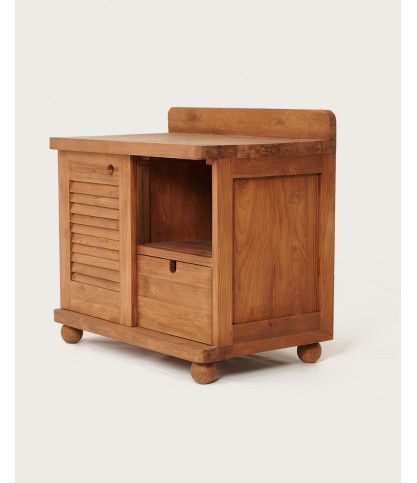 Eclipse - Teak bathroom cabinet with shutter door 90 cm