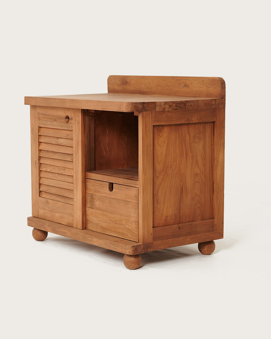 Eclipse - Teak bathroom cabinet with shutter door 90 cm