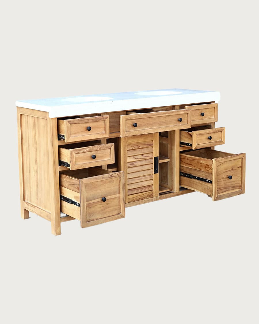 Savanna - Teak Bathroom Vanity with Terrazzo Marble