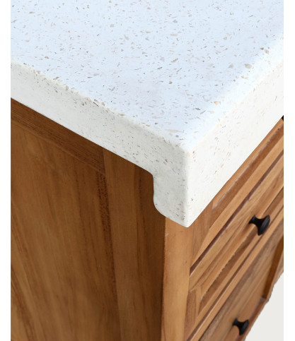Savanna - Meuble De Salle De Bain en teck avec marbre terrazzo
