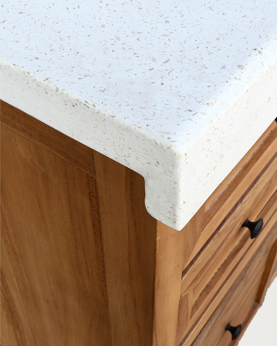 Savanna - Meuble De Salle De Bain en teck avec marbre terrazzo