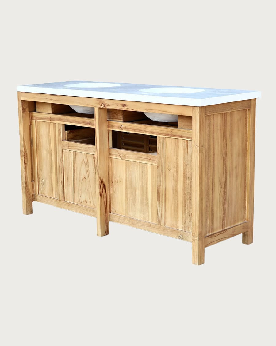 Savanna - Mobile bagno in teak con piano in marmo terrazzo