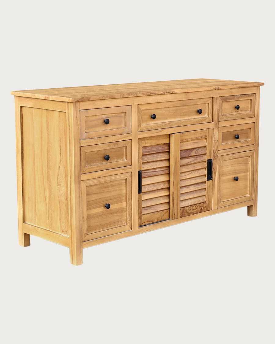 Savanna - Mueble de baño de teca con puertas de lamas