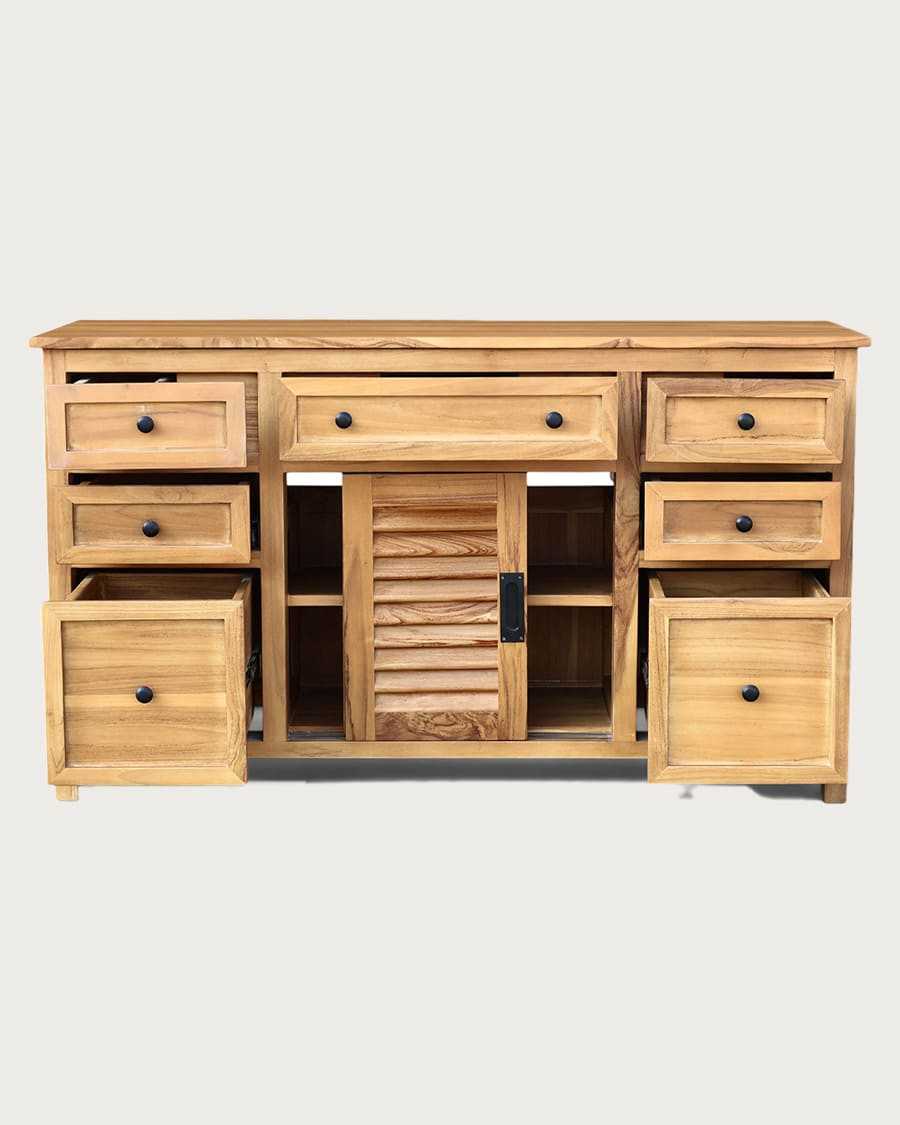Savanna - Mobile bagno in teak con ante a persiana
