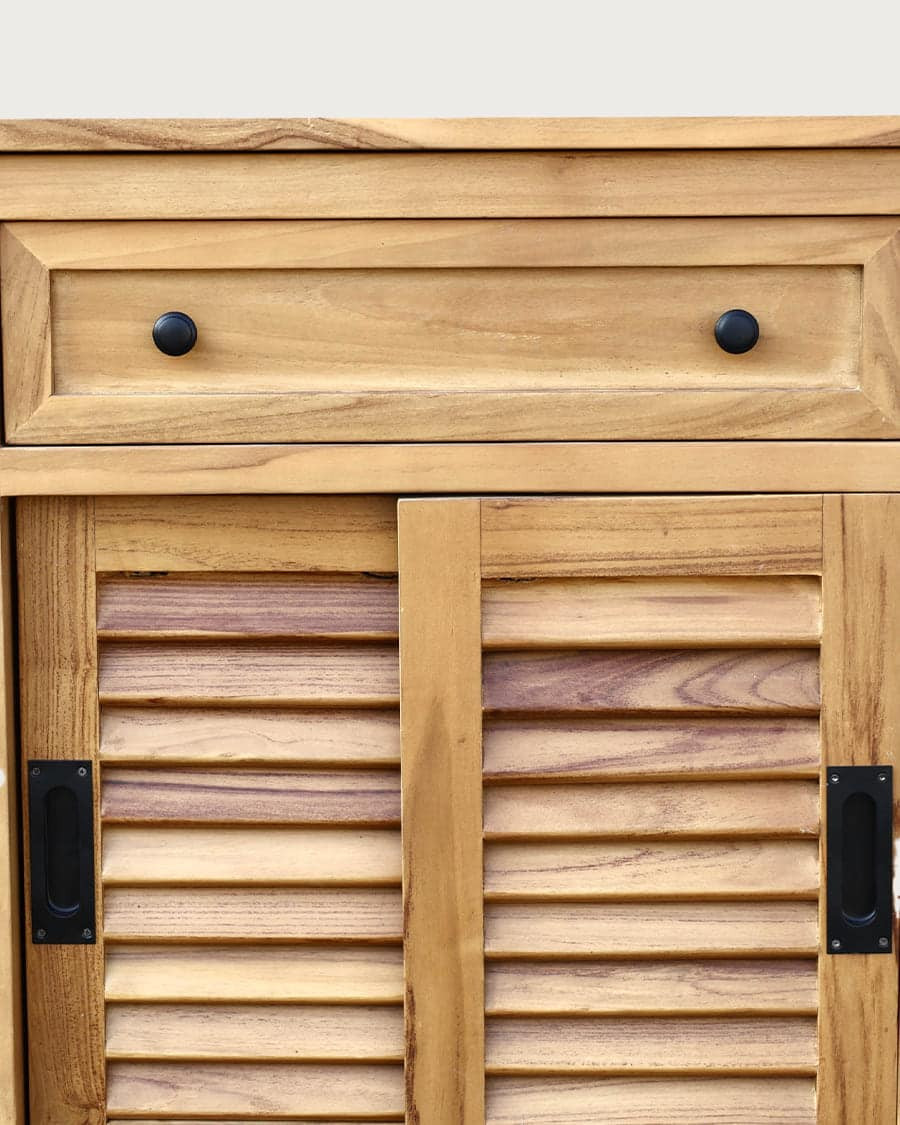 Savanna - Teak bathroom vanity with louvered doors