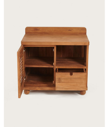 Eclipse - Teak bathroom cabinet with shutter door 90 cm