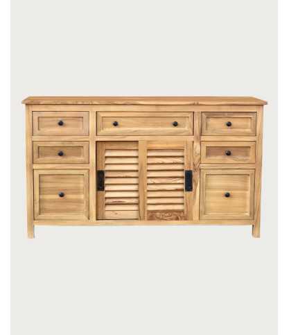 Savanna - Mueble de baño de teca con puertas de lamas