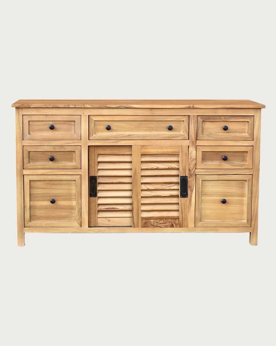 Savanna - Mobile bagno in teak con ante a persiana