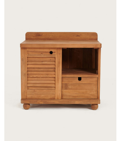 Eclipse - Mobiletto da bagno in teak con anta a persiana, 90 cm