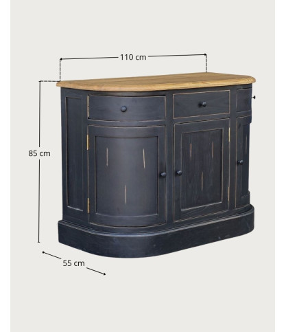 Reno Black - Mueble de baño de madera maciza negra Sungkai
