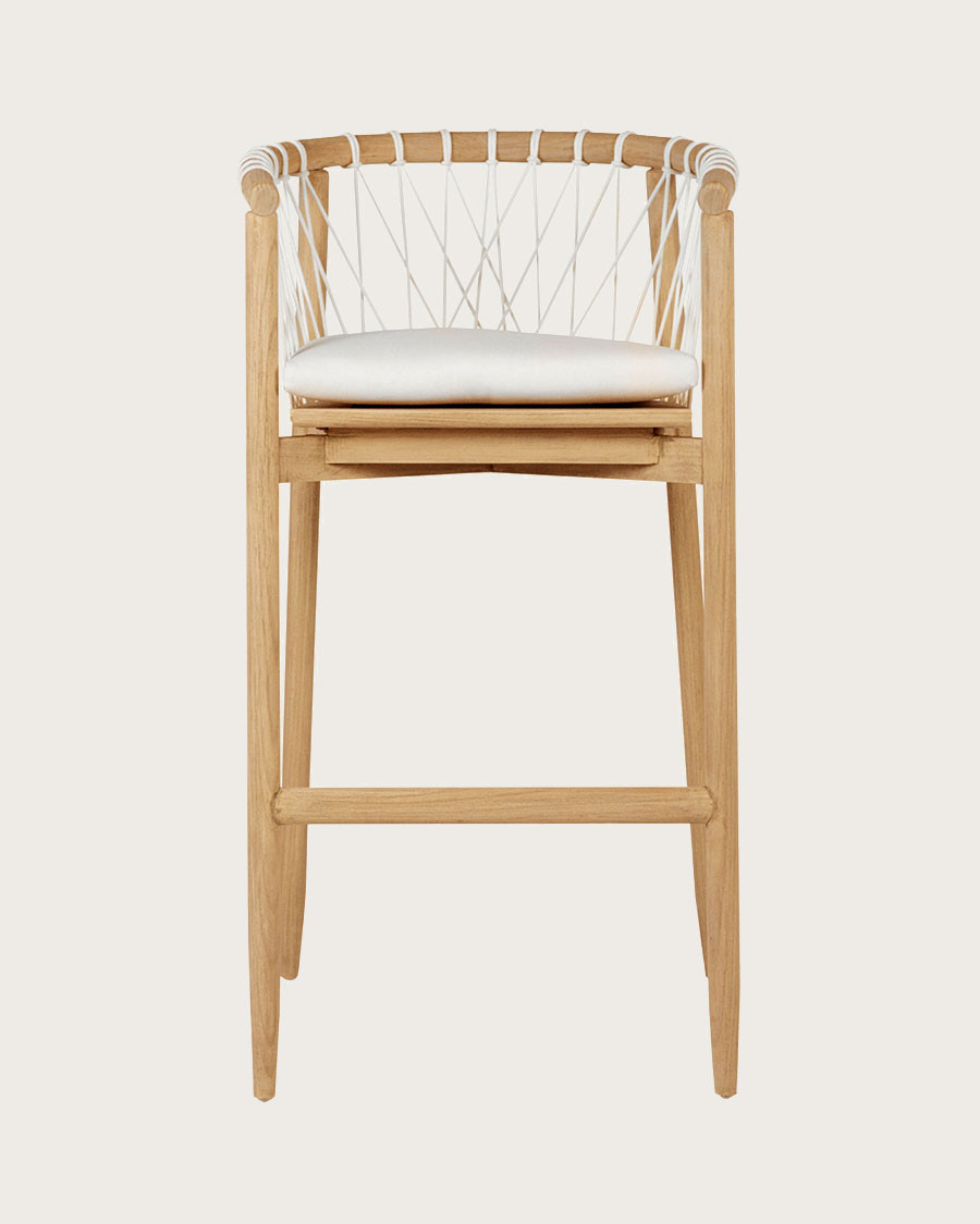 Tali - Bar chair in solid teak and white rope
