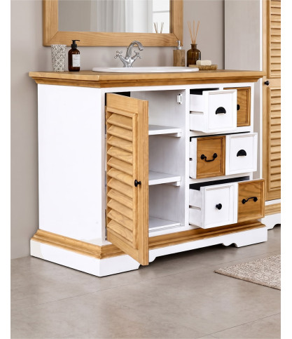 Inda - Muebles de baño en madera maciza blanca y natural