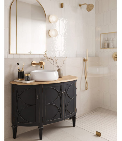 Flore - Mobile bagno in tinta unita nera Sungkai