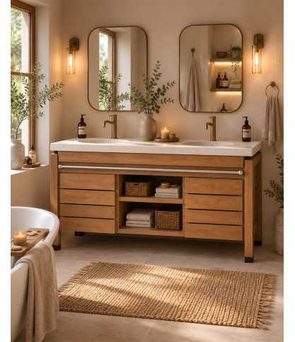 Borneo - Mobile bagno doppio con piano in terrazzo
