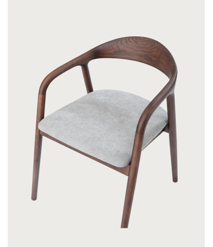 Moli - Dining chair in lacquered ash wood with fabric seat