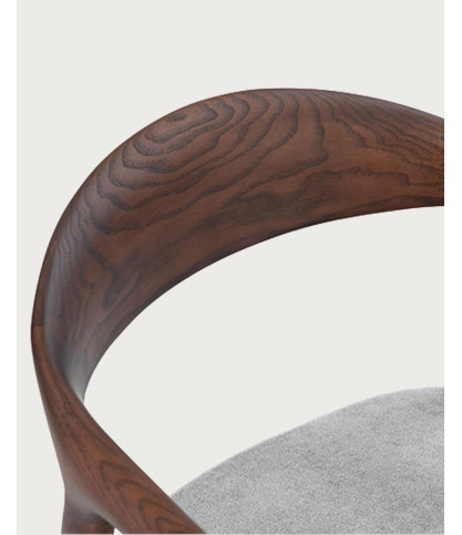 Moli - Sedia da pranzo in legno di frassino laccato con seduta in tessuto