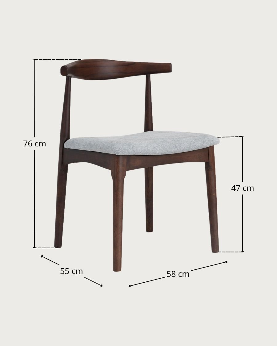 Hana - Dining chair in lacquered ash wood with fabric seat
