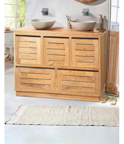 Dune - Badezimmerschrank aus massivem Teakholz 140 cm