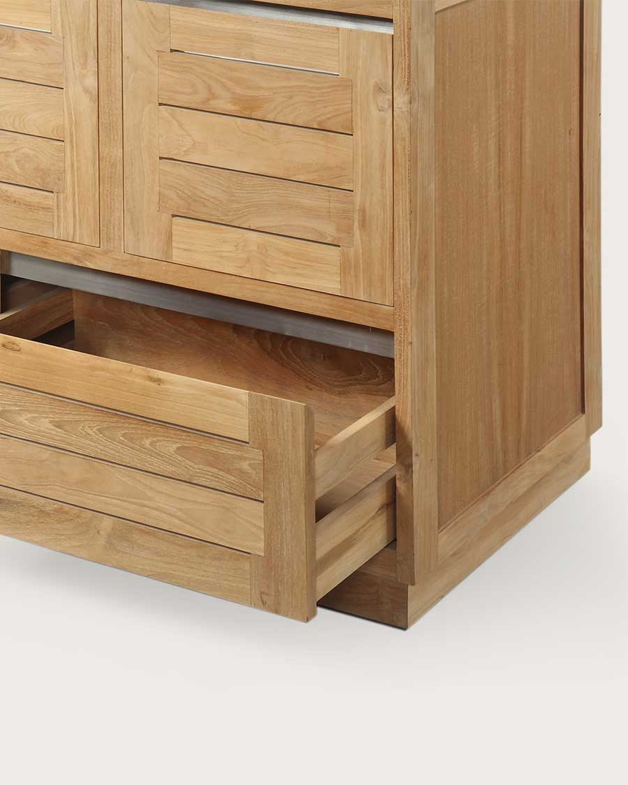 Dune - Badezimmerschrank aus massivem Teakholz 140 cm