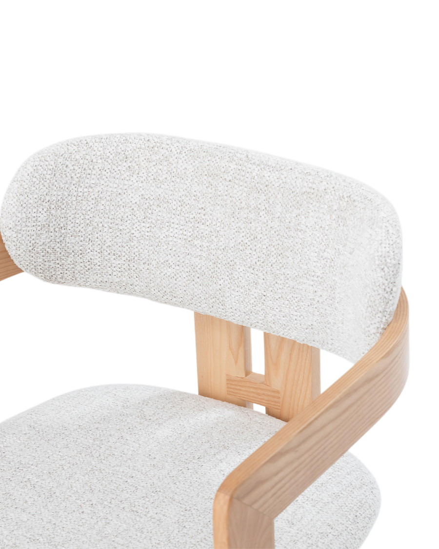 Niko - Dining chair in lacquered ash wood with upholstered fabric seat
