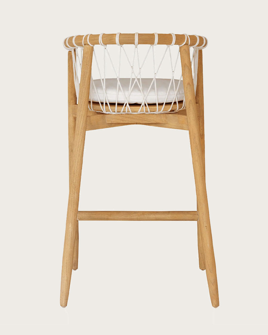 Tali - Bar chair in solid teak and white rope