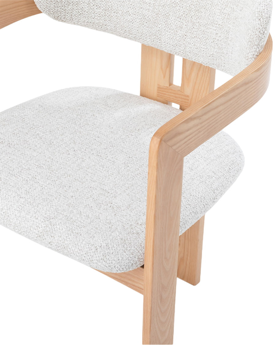 Niko - Dining chair in lacquered ash wood with upholstered fabric seat
