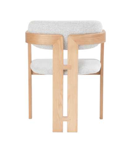 Niko - Chaise de salle à manger en bois de frêne naturel avec assise rembourrée en tissu