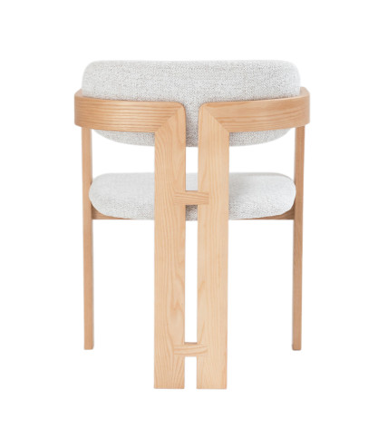 Niko - Dining chair in lacquered ash wood with upholstered fabric seat