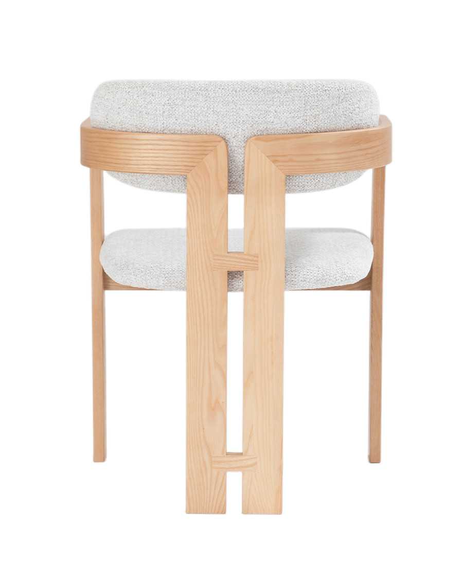 Niko - Chaise de salle à manger en bois de frêne naturel avec assise rembourrée en tissu