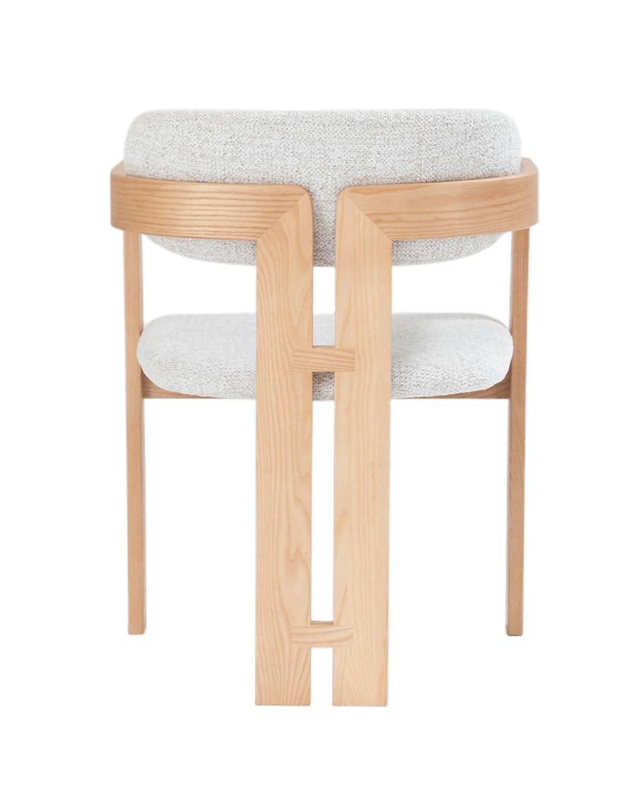 Niko - Dining chair in lacquered ash wood with upholstered fabric seat