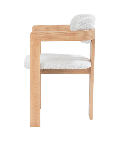 Niko - Silla de comedor de madera de fresno lacada con asiento tapizado en tela.