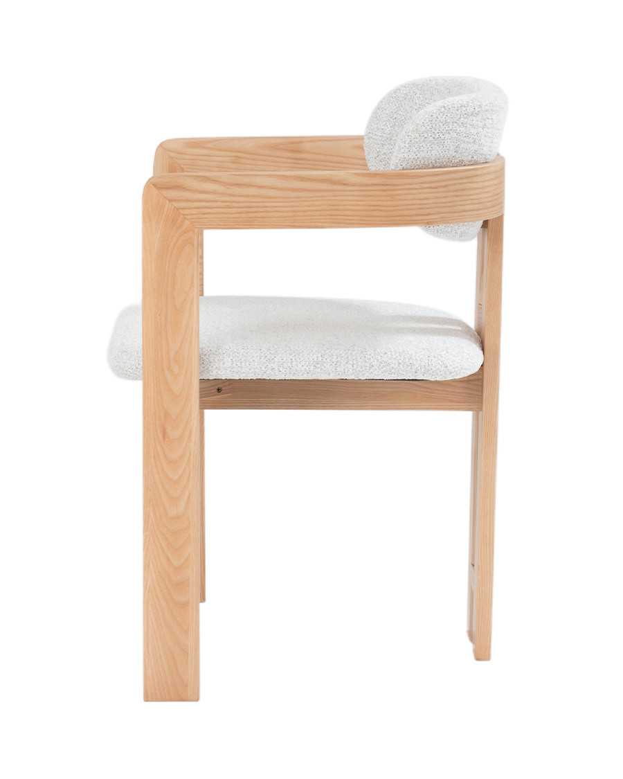 Niko - Chaise de salle à manger en bois de frêne naturel avec assise rembourrée en tissu