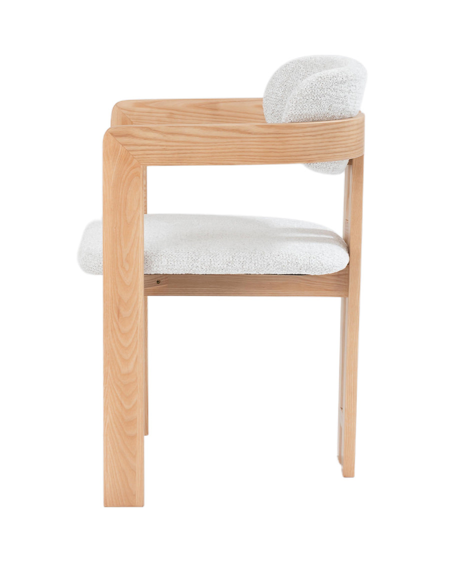 Niko - Dining chair in lacquered ash wood with upholstered fabric seat