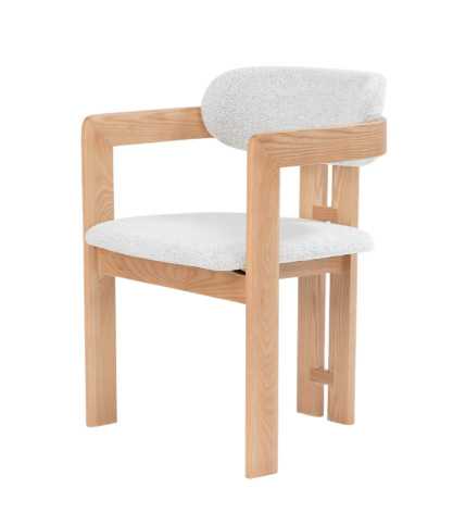 Niko - Chaise de salle à manger en bois de frêne naturel avec assise rembourrée en tissu