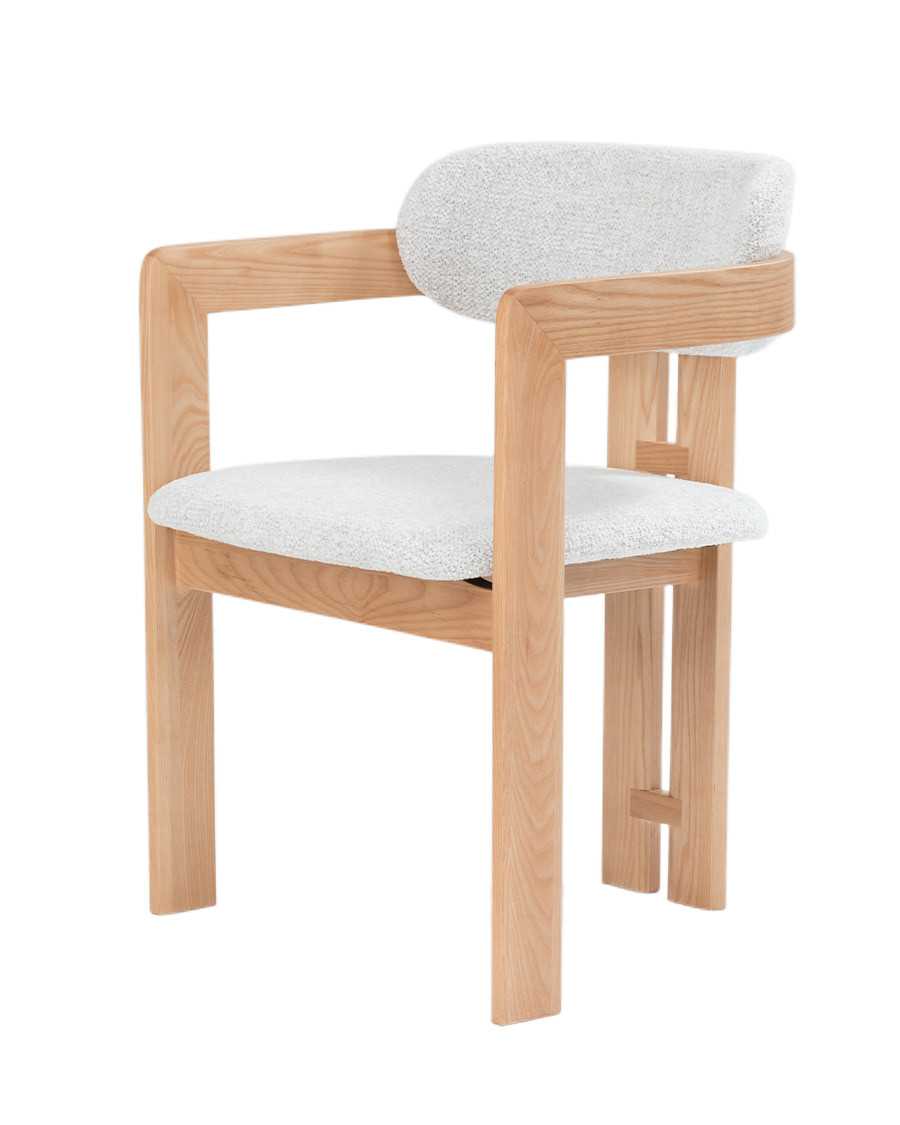 Niko - Chaise de salle à manger en bois de frêne naturel avec assise rembourrée en tissu