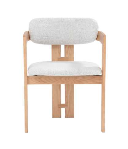 Niko - Chaise de salle à manger en bois de frêne naturel avec assise rembourrée en tissu
