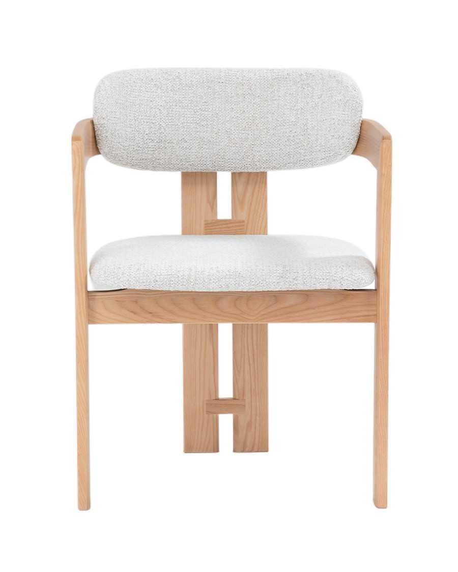 Niko - Chaise de salle à manger en bois de frêne naturel avec assise rembourrée en tissu